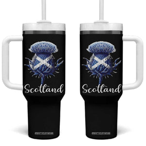 Scotland Thistle Floral Emblem Saltire Flag Tumbler With Handle Patriotic Scottish Heritage