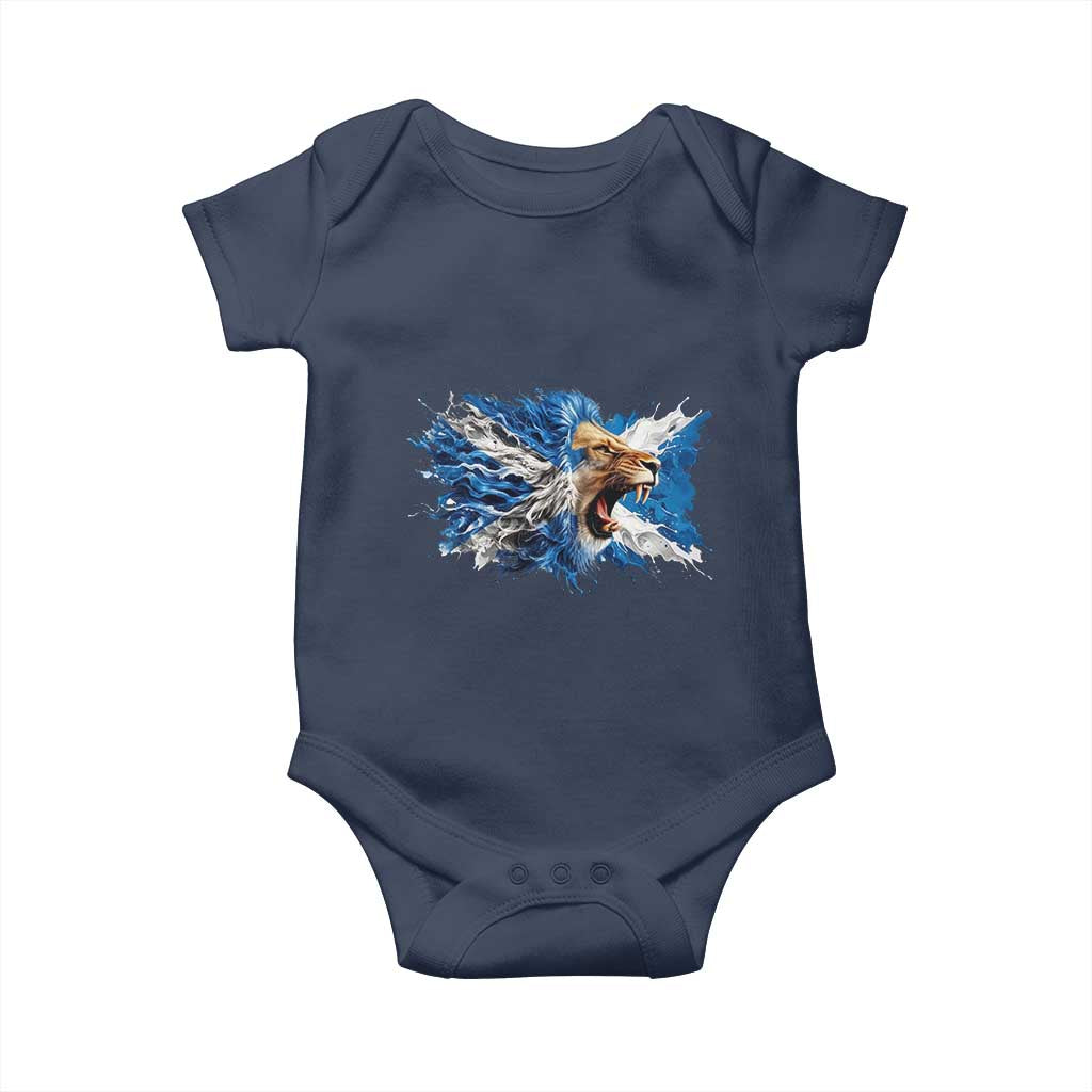 Roaring Scottish Lion Baby Onesie Braveheart Scotland Flag Pride TS02 Navy Print Your Wear