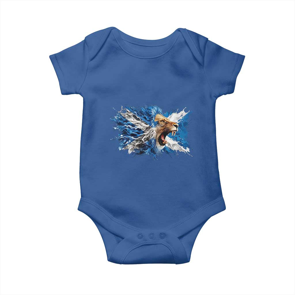 Roaring Scottish Lion Baby Onesie Braveheart Scotland Flag Pride TS02 Royal Blue Print Your Wear