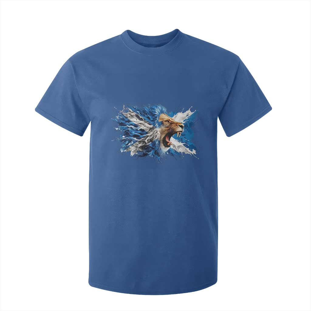 Roaring Scottish Lion T Shirt For Kid Braveheart Scotland Flag Pride TS02 Royal Blue Print Your Wear