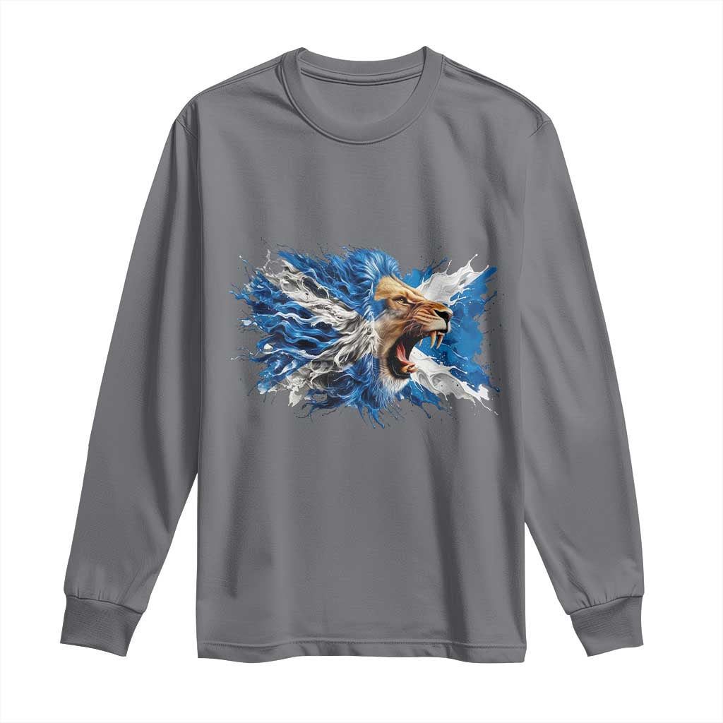 Roaring Scottish Lion Long Sleeve Shirt Braveheart Scotland Flag Pride TS02 Charcoal Print Your Wear