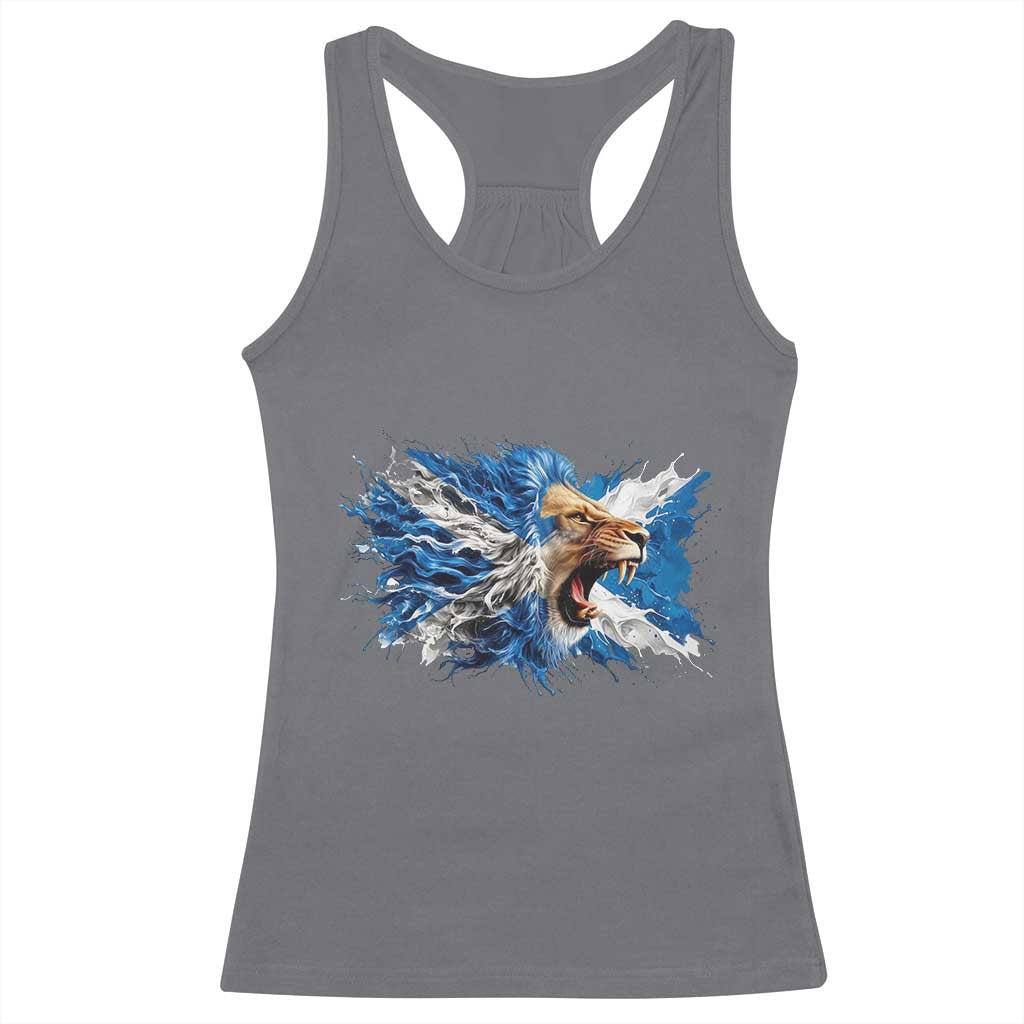 Roaring Scottish Lion Racerback Tank Top Braveheart Scotland Flag Pride TS02 Charcoal Print Your Wear