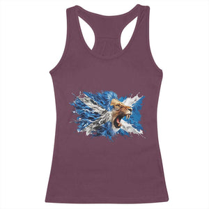 Roaring Scottish Lion Racerback Tank Top Braveheart Scotland Flag Pride TS02 Maroon Print Your Wear