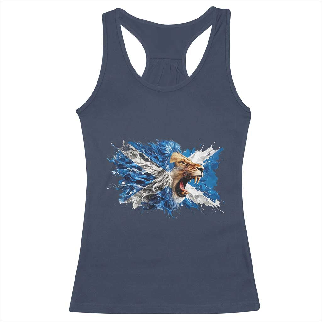 Roaring Scottish Lion Racerback Tank Top Braveheart Scotland Flag Pride TS02 Navy Print Your Wear