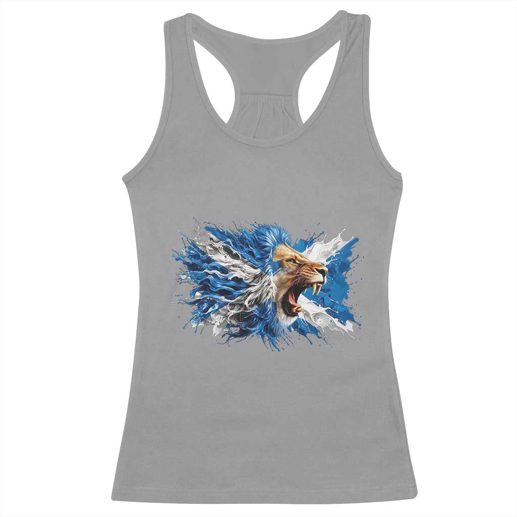 Roaring Scottish Lion Racerback Tank Top Braveheart Scotland Flag Pride TS02 Sport Gray Print Your Wear