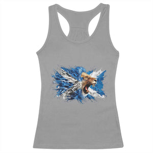 Roaring Scottish Lion Racerback Tank Top Braveheart Scotland Flag Pride TS02 Sport Gray Print Your Wear