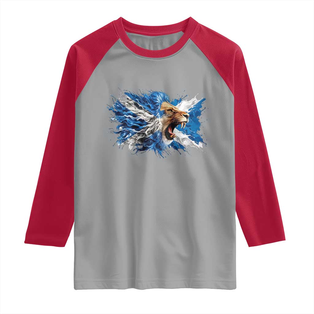 Roaring Scottish Lion Raglan Shirt Braveheart Scotland Flag Pride TS02 Sport Gray Red Print Your Wear