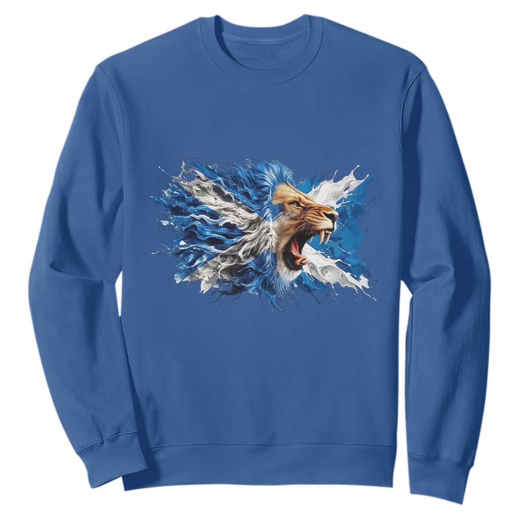 Roaring Scottish Lion Sweatshirt Braveheart Scotland Flag Pride TS02 Royal Blue Print Your Wear