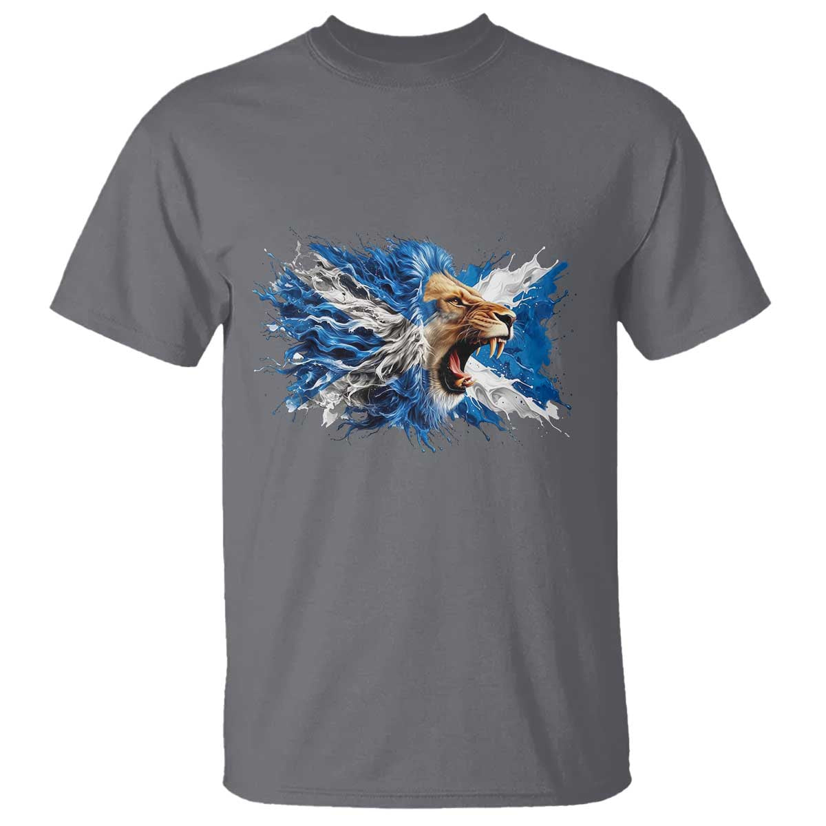 Roaring Scottish Lion T Shirt Braveheart Scotland Flag Pride TS02 Charcoal Print Your Wear
