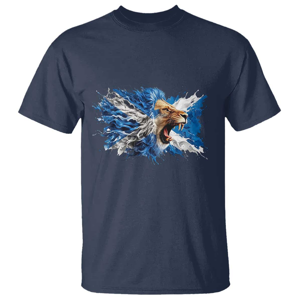 Roaring Scottish Lion T Shirt Braveheart Scotland Flag Pride TS02 Navy Print Your Wear