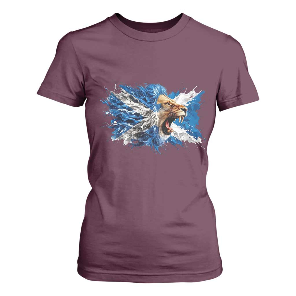 Roaring Scottish Lion T Shirt For Women Braveheart Scotland Flag Pride TS02 Maroon Print Your Wear