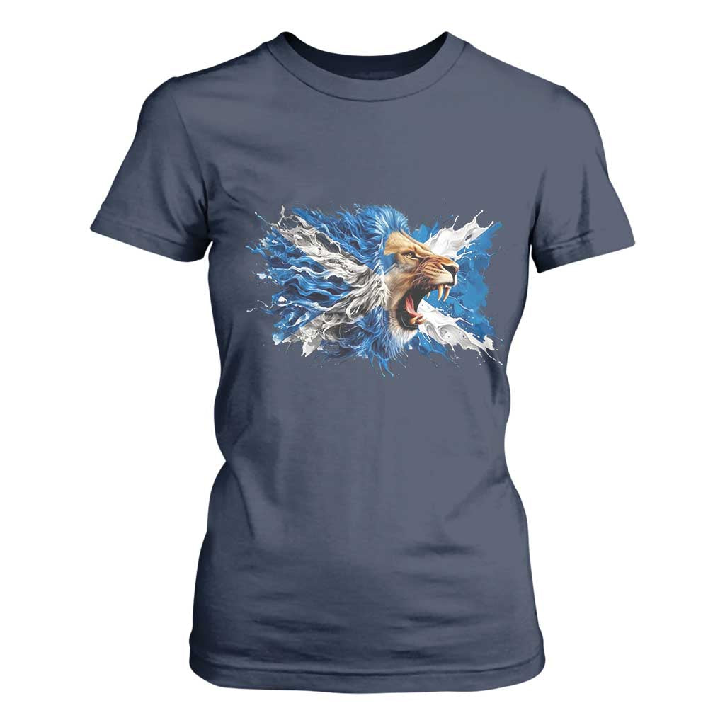 Roaring Scottish Lion T Shirt For Women Braveheart Scotland Flag Pride TS02 Navy Print Your Wear