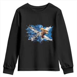 Roaring Scottish Lion Youth Sweatshirt Braveheart Scotland Flag Pride TS02 Black Print Your Wear
