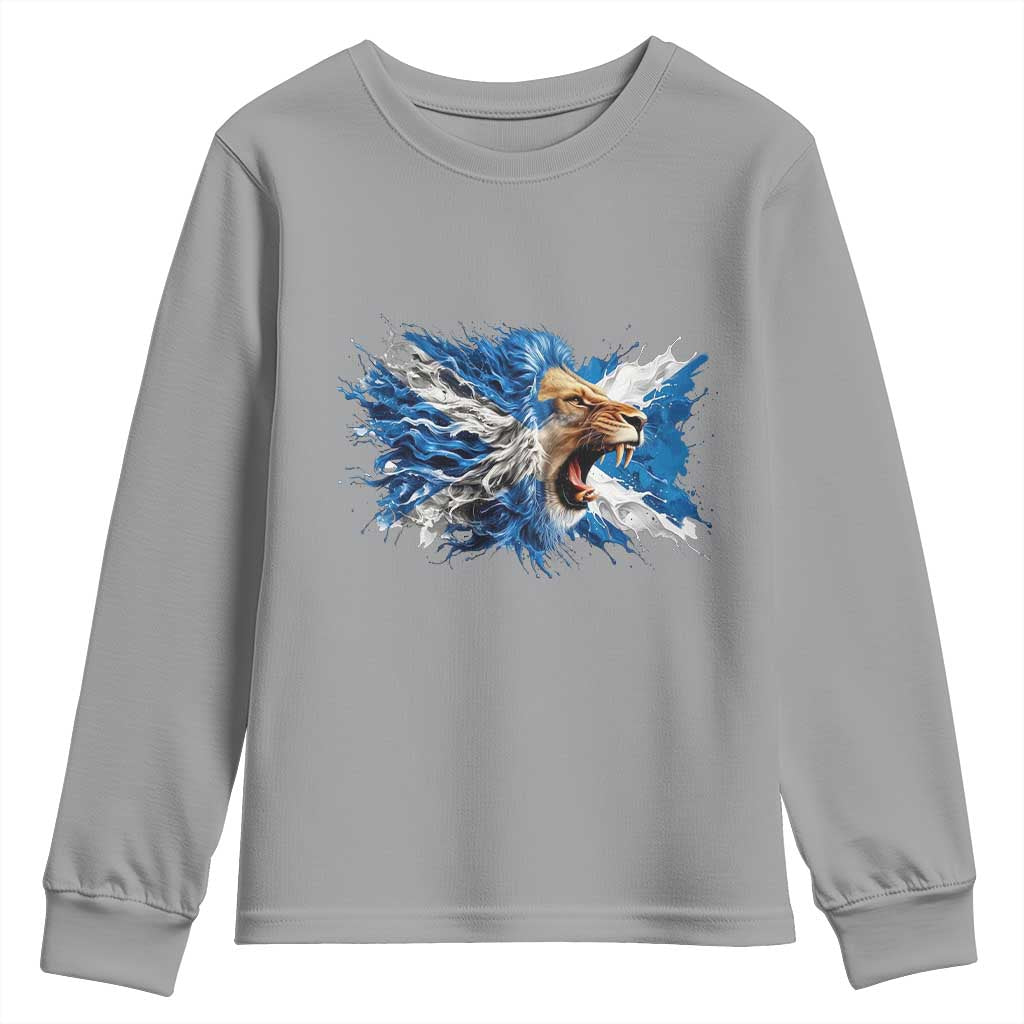 Roaring Scottish Lion Youth Sweatshirt Braveheart Scotland Flag Pride TS02 Sport Gray Print Your Wear