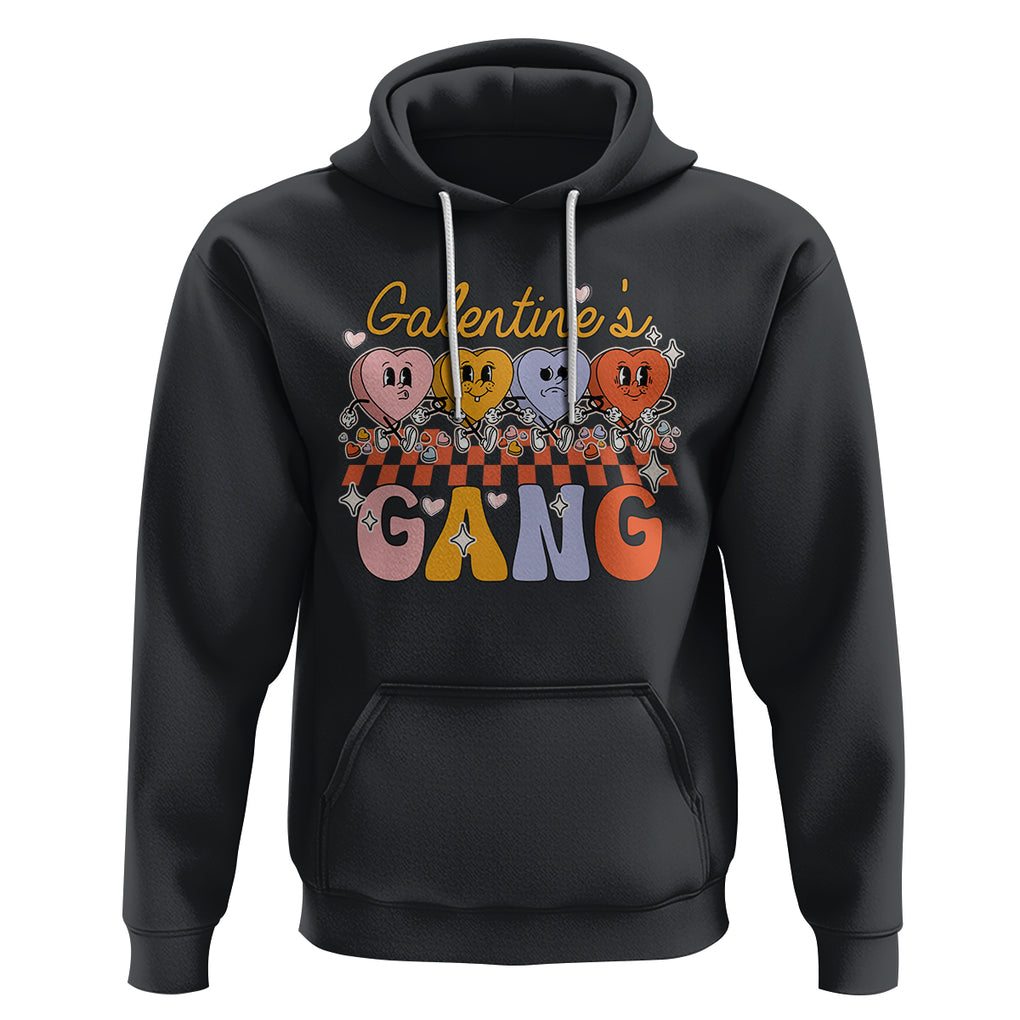 Galentine's Day Hoodie Galentines Gang Retro Groovy Checkered TS02 Black Printyourwear