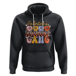 Galentine's Day Hoodie Galentines Gang Retro Groovy Checkered TS02 Black Printyourwear
