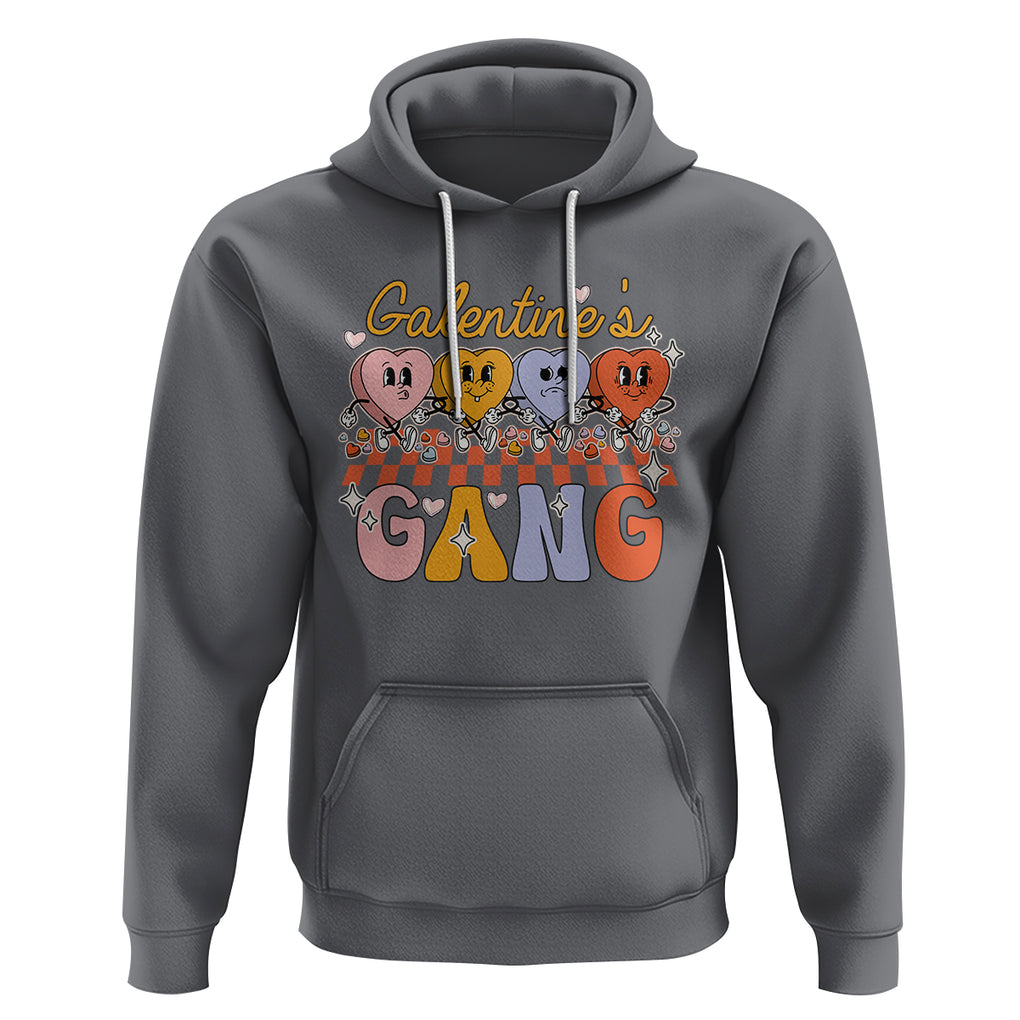 Galentine's Day Hoodie Galentines Gang Retro Groovy Checkered TS02 Charcoal Printyourwear
