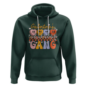 Galentine's Day Hoodie Galentines Gang Retro Groovy Checkered TS02 Dark Forest Green Printyourwear