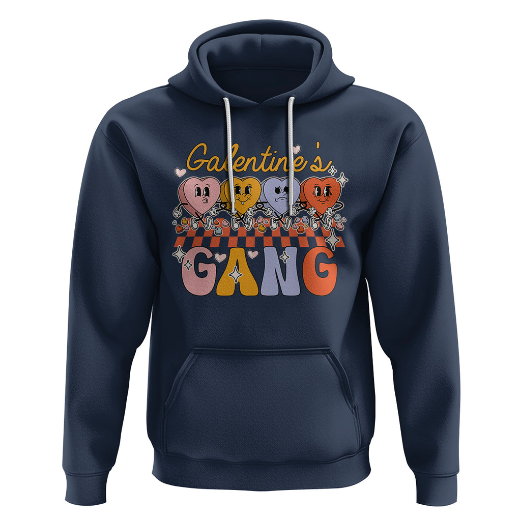 Galentine's Day Hoodie Galentines Gang Retro Groovy Checkered TS02 Navy Printyourwear