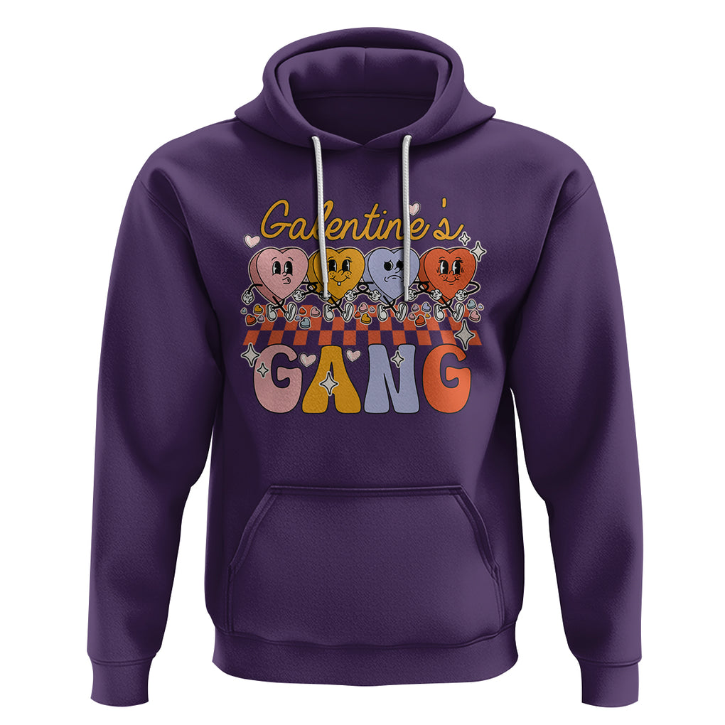 Galentine's Day Hoodie Galentines Gang Retro Groovy Checkered TS02 Purple Printyourwear