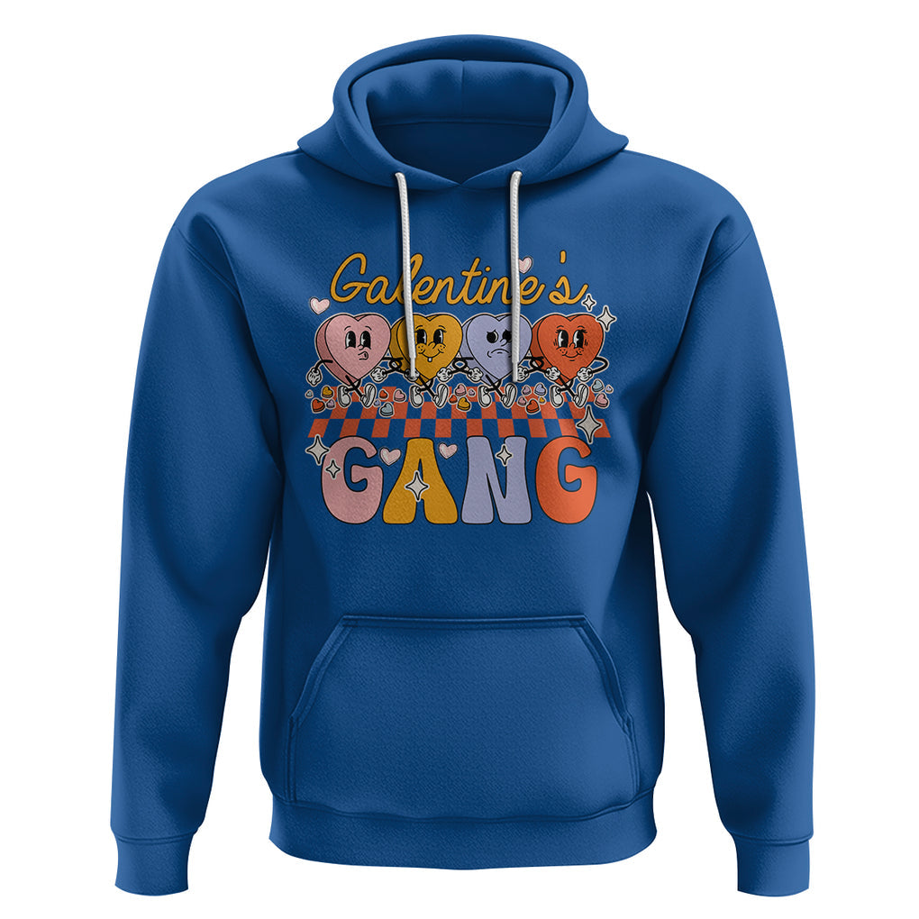 Galentine's Day Hoodie Galentines Gang Retro Groovy Checkered TS02 Royal Blue Printyourwear