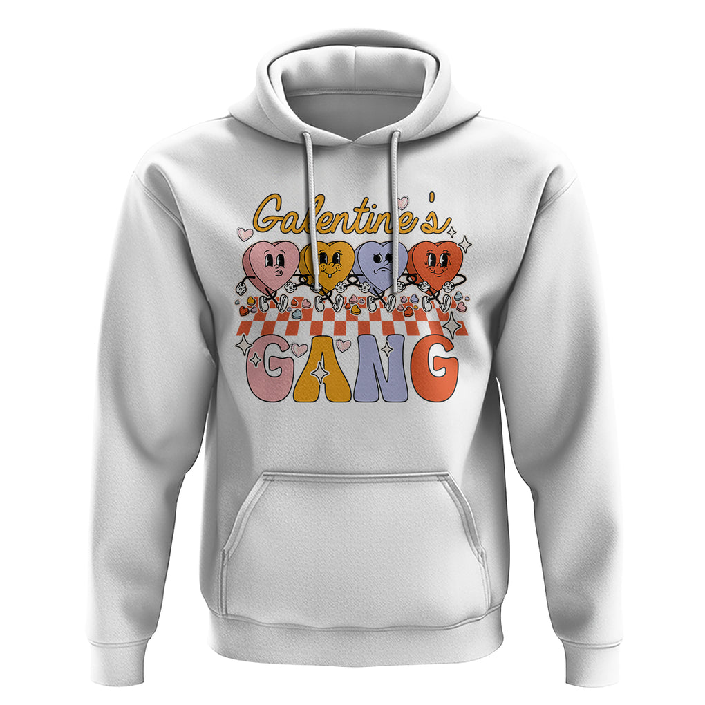 Galentine's Day Hoodie Galentines Gang Retro Groovy Checkered TS02 White Printyourwear