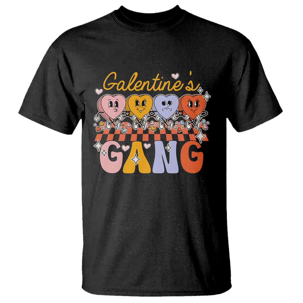 Galentine's Day T Shirt Galentines Gang Retro Groovy Checkered TS02 Black Printyourwear
