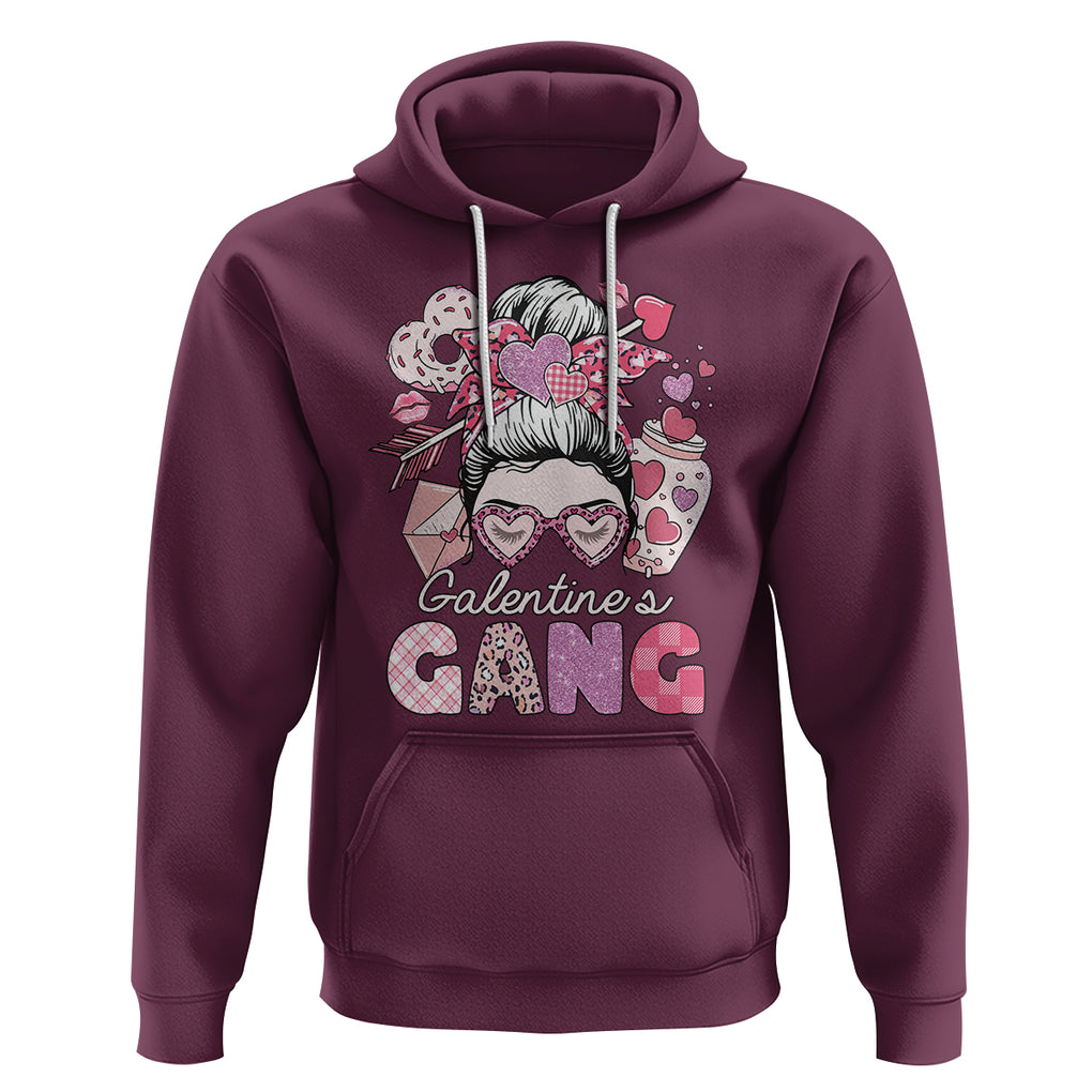 Galentine's Day Hoodie Galentines Gang Retro Messy Bun TS02 Maroon Printyourwear