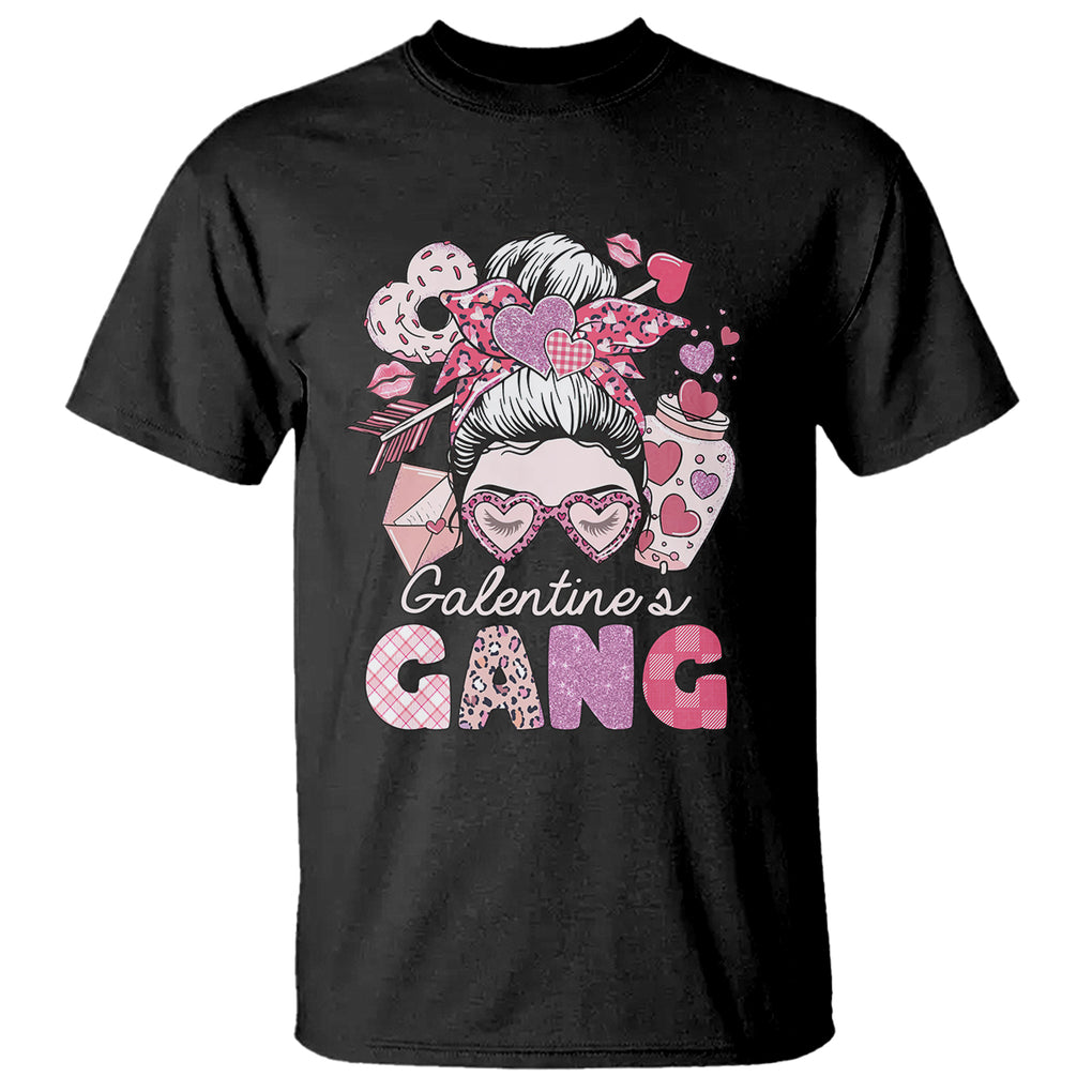 Galentine's Day T Shirt Galentines Gang Retro Messy Bun TS02 Black Printyourwear