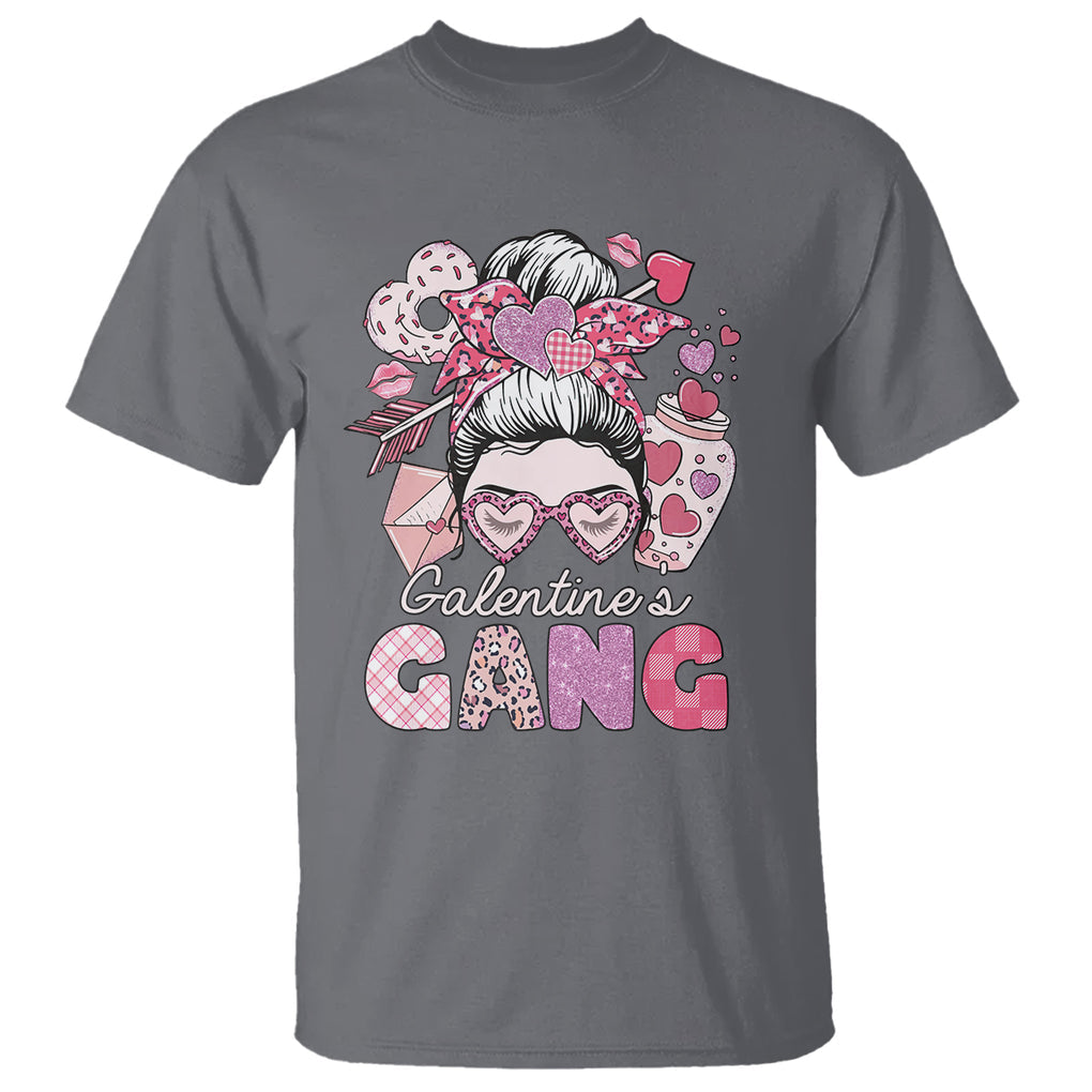 Galentine's Day T Shirt Galentines Gang Retro Messy Bun TS02 Charcoal Printyourwear