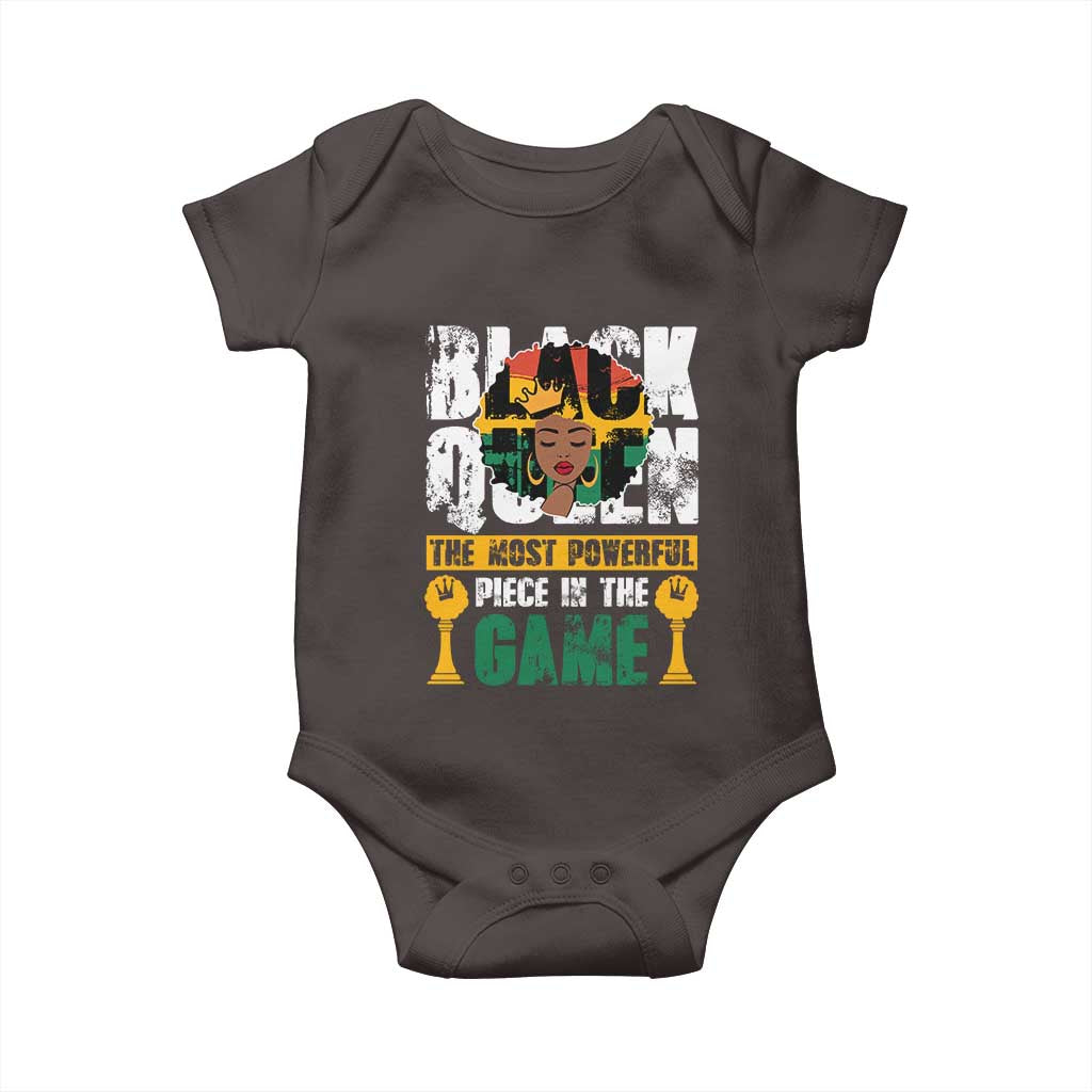 Black Queen Baby Onesie The Most Powerful Piece In The Game Afro Melanin TS02 Dark Chocolate Print Your Wear