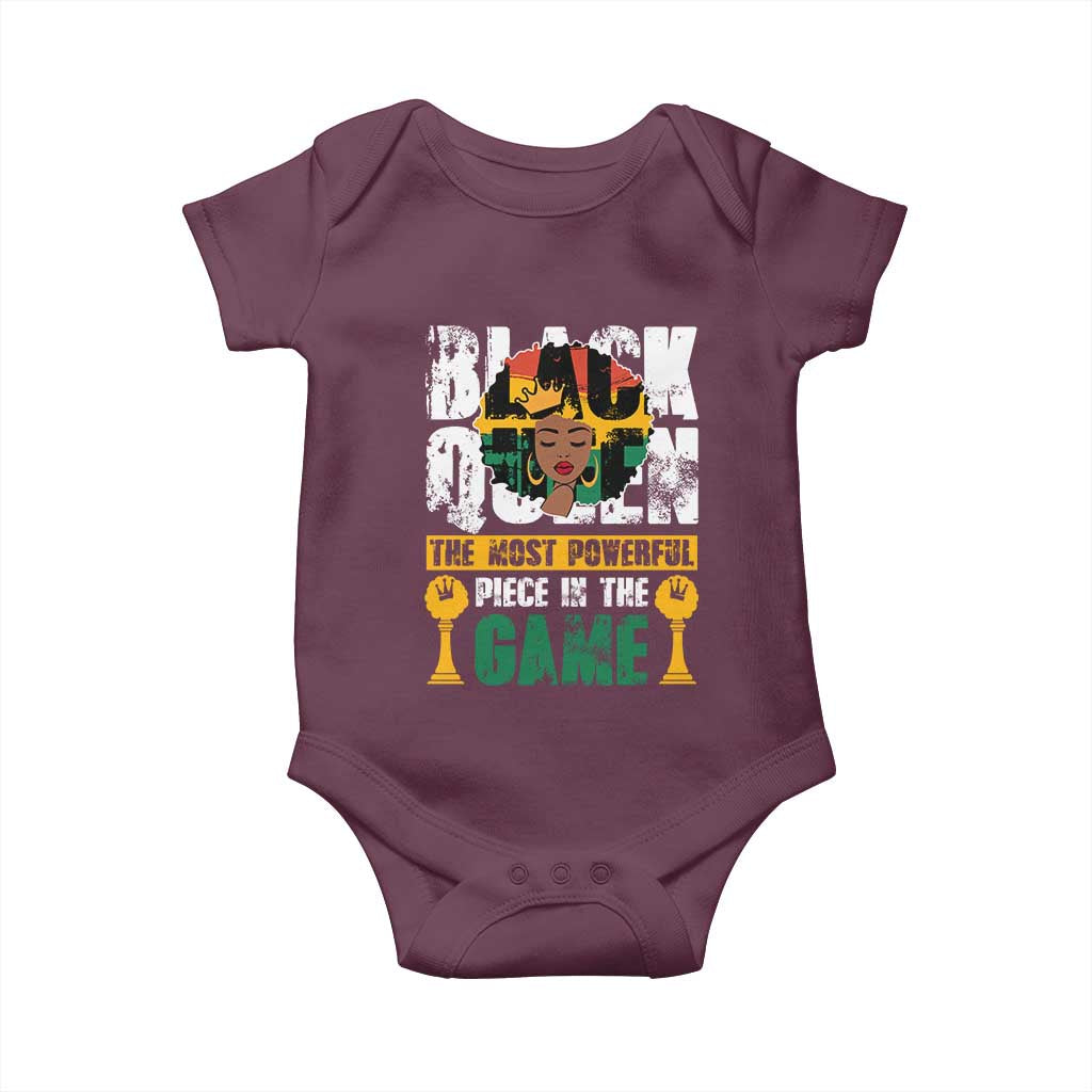 Black Queen Baby Onesie The Most Powerful Piece In The Game Afro Melanin TS02 Maroon Print Your Wear