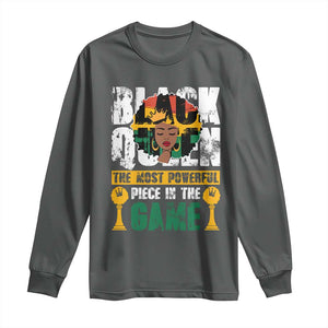 Black Queen Long Sleeve Shirt The Most Powerful Piece In The Game Afro Melanin TS02 Dark Heather Print Your Wear