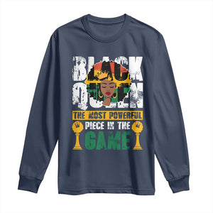 Black Queen Long Sleeve Shirt The Most Powerful Piece In The Game Afro Melanin TS02 Navy Print Your Wear