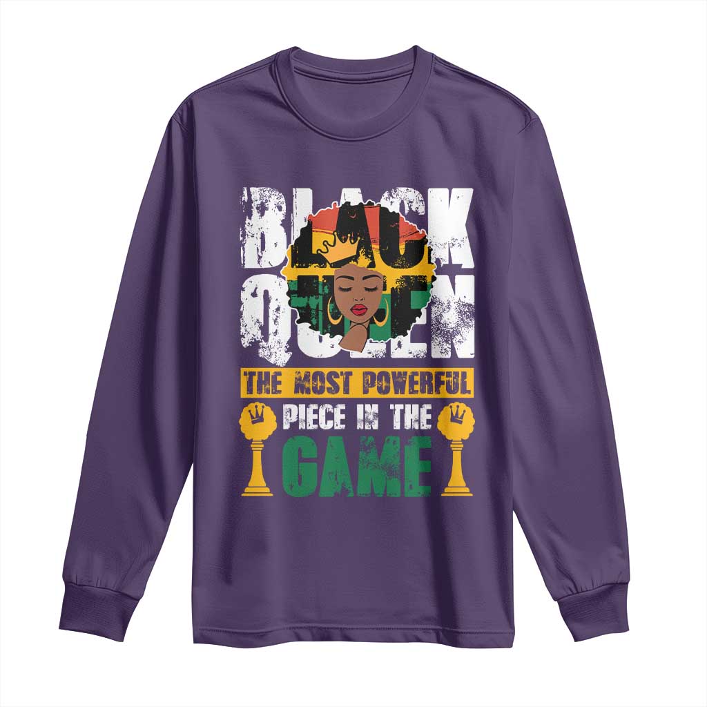 Black Queen Long Sleeve Shirt The Most Powerful Piece In The Game Afro Melanin TS02 Purple Print Your Wear