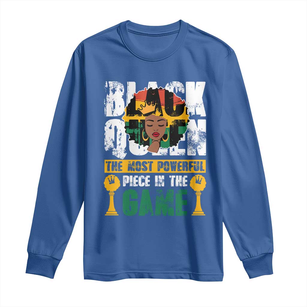 Black Queen Long Sleeve Shirt The Most Powerful Piece In The Game Afro Melanin TS02 Royal Blue Print Your Wear