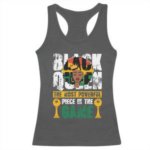 Black Queen Racerback Tank Top The Most Powerful Piece In The Game Afro Melanin TS02 Dark Heather Print Your Wear