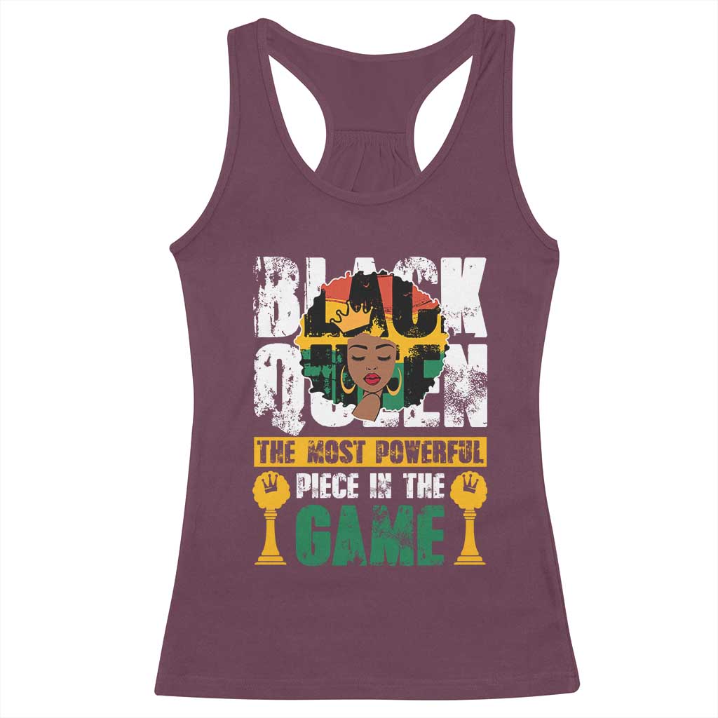 Black Queen Racerback Tank Top The Most Powerful Piece In The Game Afro Melanin TS02 Maroon Print Your Wear