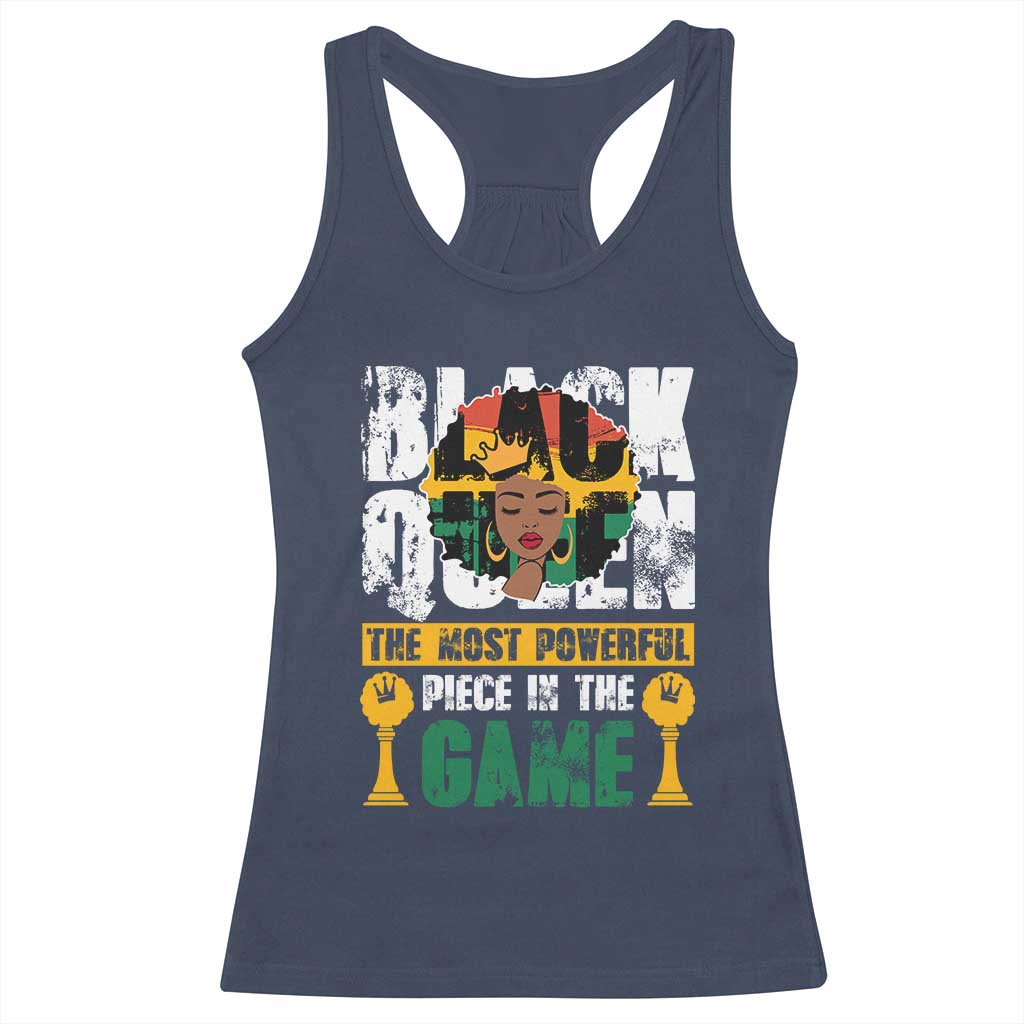 Black Queen Racerback Tank Top The Most Powerful Piece In The Game Afro Melanin TS02 Navy Print Your Wear