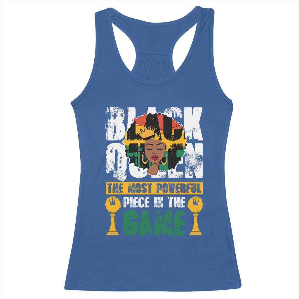 Black Queen Racerback Tank Top The Most Powerful Piece In The Game Afro Melanin TS02 Royal Blue Print Your Wear
