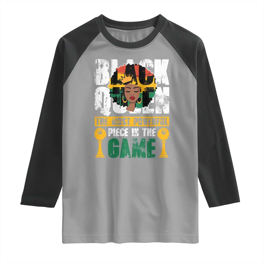 Black Queen Raglan Shirt The Most Powerful Piece In The Game Afro Melanin TS02 Sport Gray Black Print Your Wear