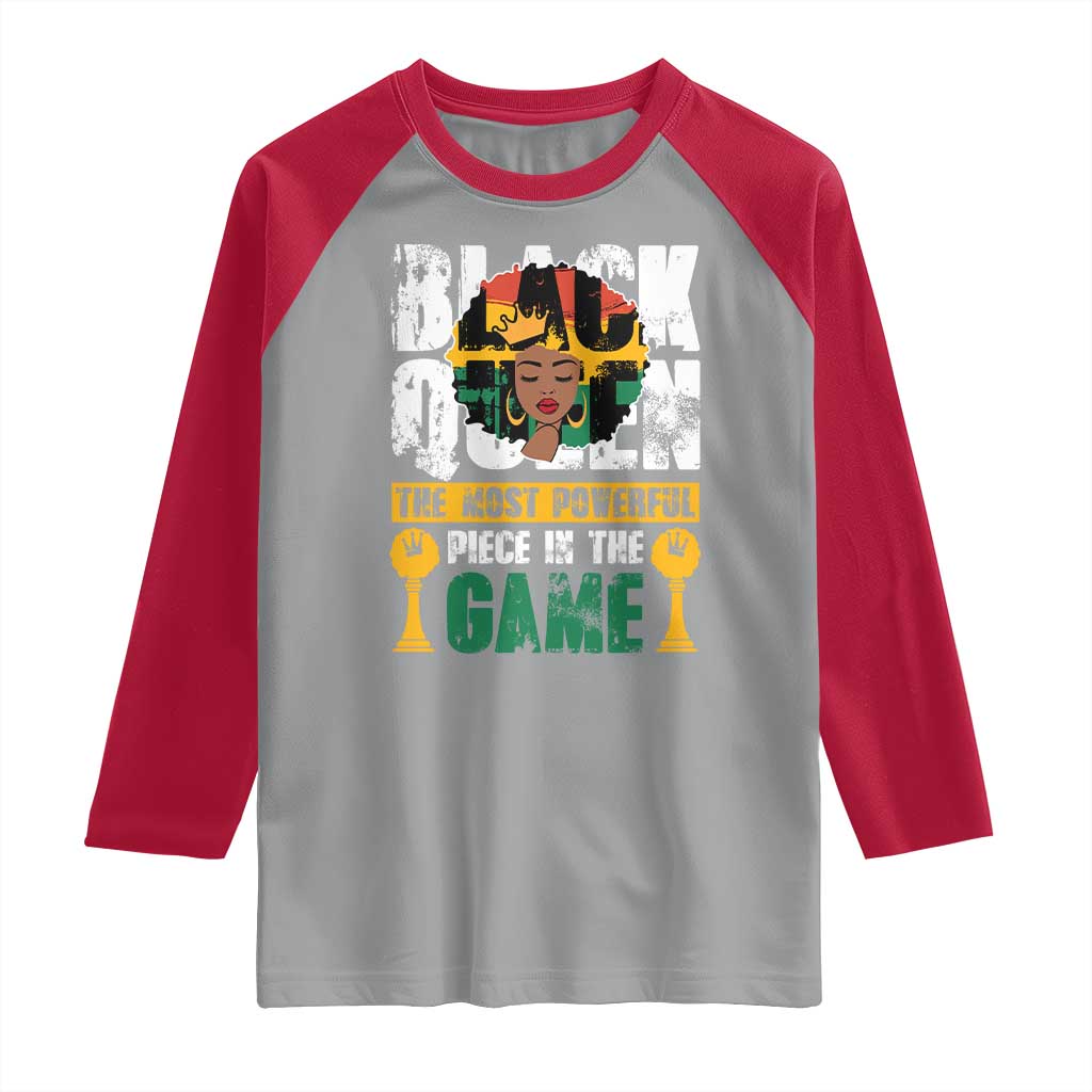 Black Queen Raglan Shirt The Most Powerful Piece In The Game Afro Melanin TS02 Sport Gray Red Print Your Wear