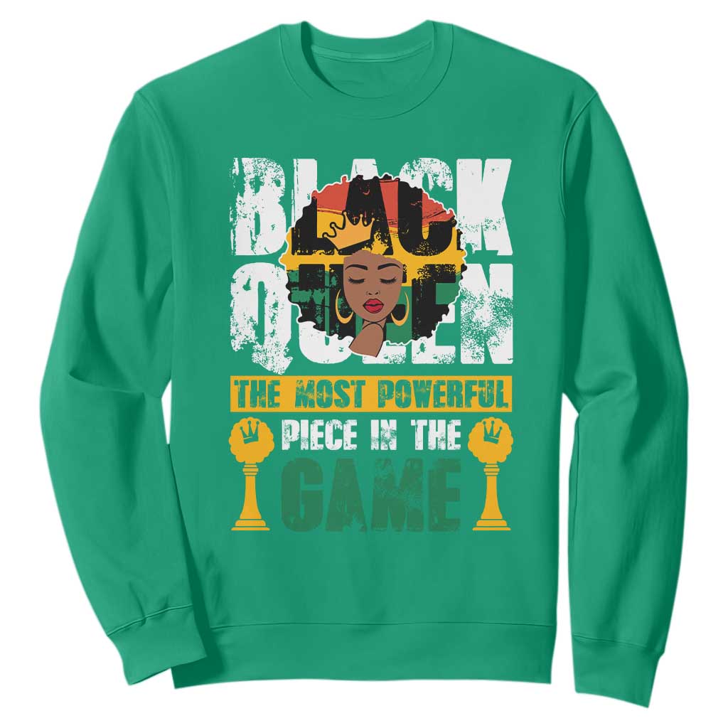 Black History Month Sweatshirt Black Queen The Most Powerful Piece In The Game Black Pride TS02 Irish Green Printyourwear