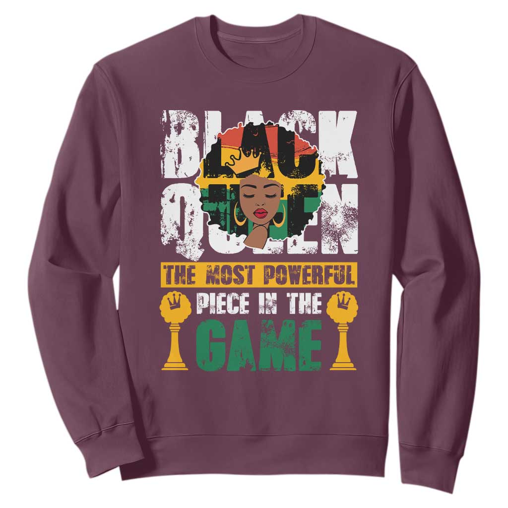 Black History Month Sweatshirt Black Queen The Most Powerful Piece In The Game Black Pride TS02 Maroon Printyourwear