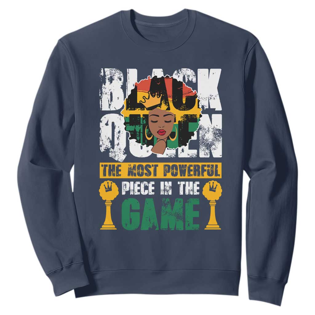 Black History Month Sweatshirt Black Queen The Most Powerful Piece In The Game Black Pride TS02 Navy Printyourwear