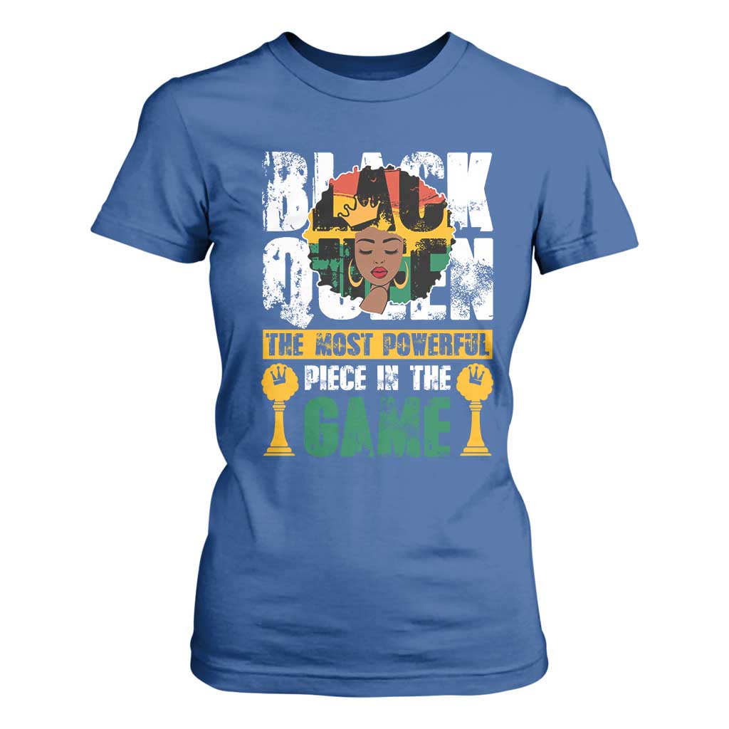 Black Queen T Shirt For Women The Most Powerful Piece In The Game Afro Melanin TS02 Royal Blue Print Your Wear