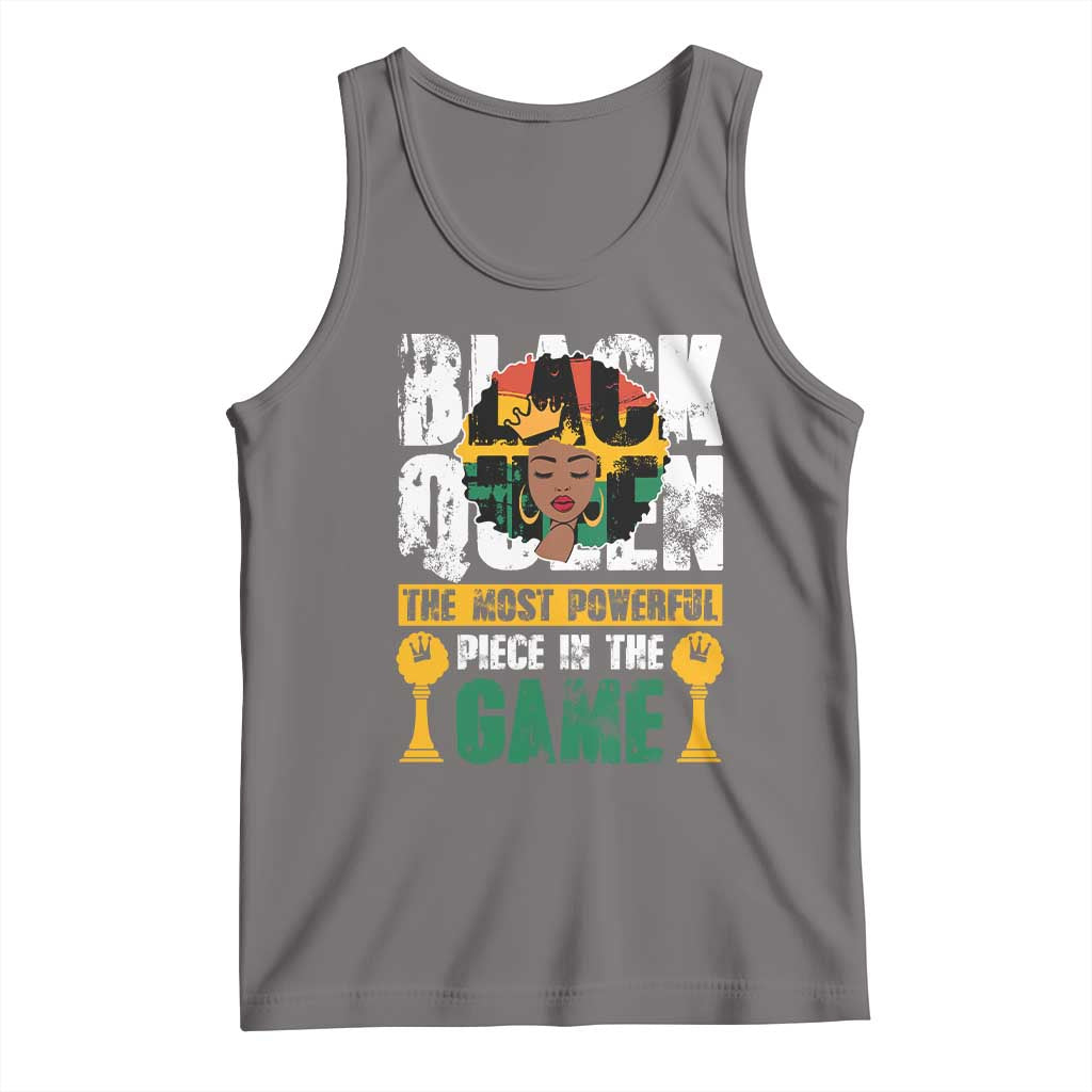 Black Queen Tank Top The Most Powerful Piece In The Game Afro Melanin TS02 Deep Heather Print Your Wear