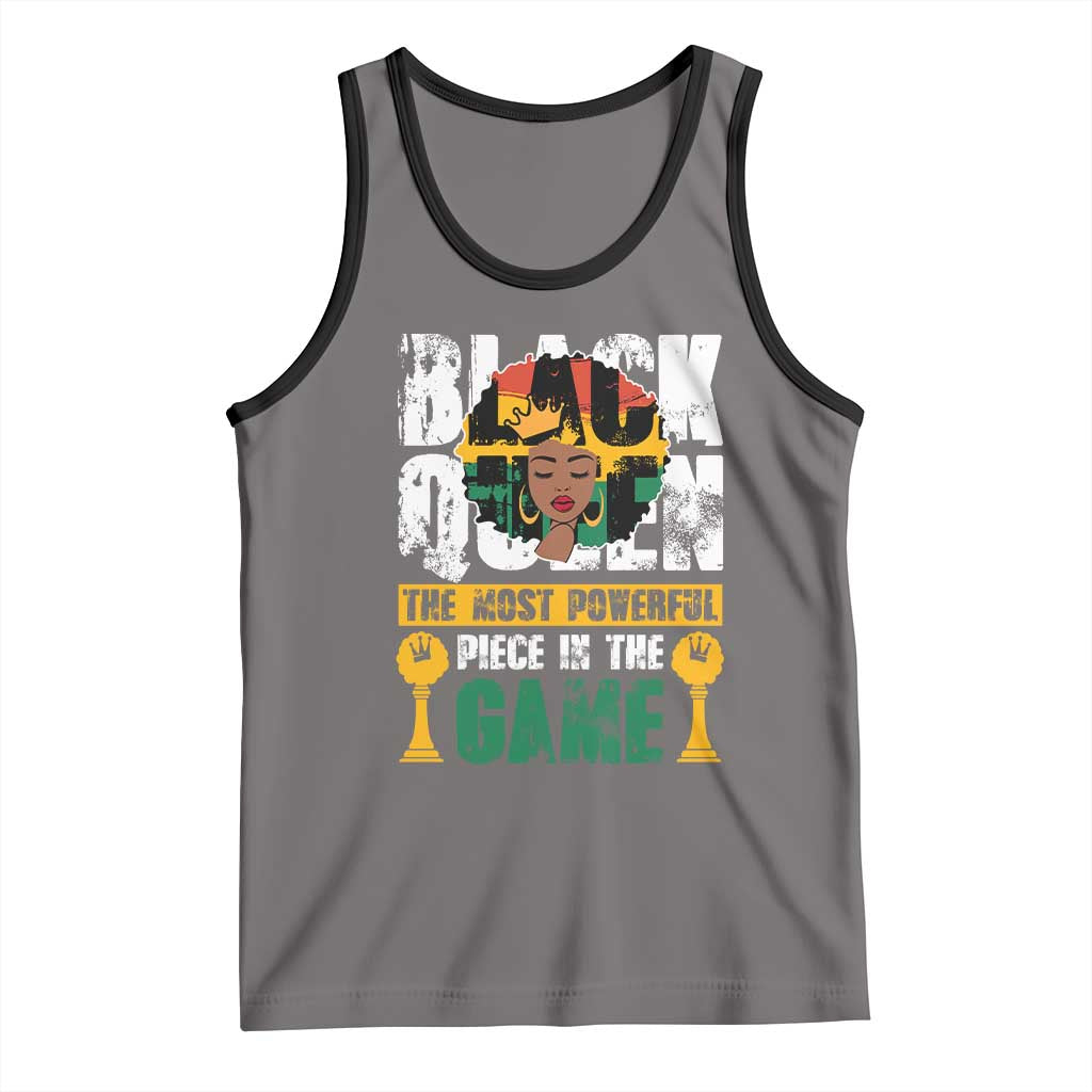 Black Queen Tank Top The Most Powerful Piece In The Game Afro Melanin TS02 Deep Heather Black Print Your Wear