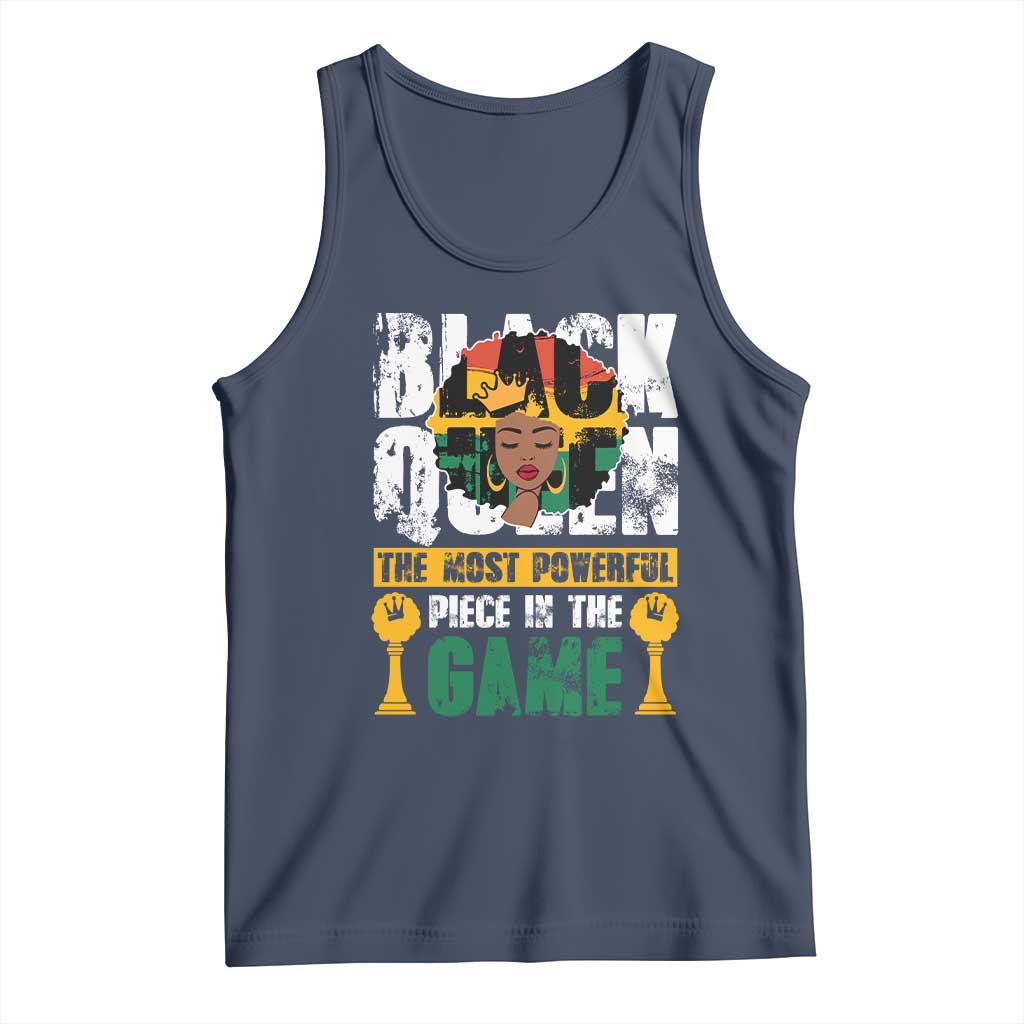 Black Queen Tank Top The Most Powerful Piece In The Game Afro Melanin TS02 Navy Print Your Wear