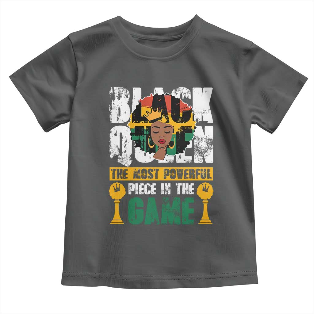 Black Queen Toddler T Shirt The Most Powerful Piece In The Game Afro Melanin TS02 Dark Heather Print Your Wear